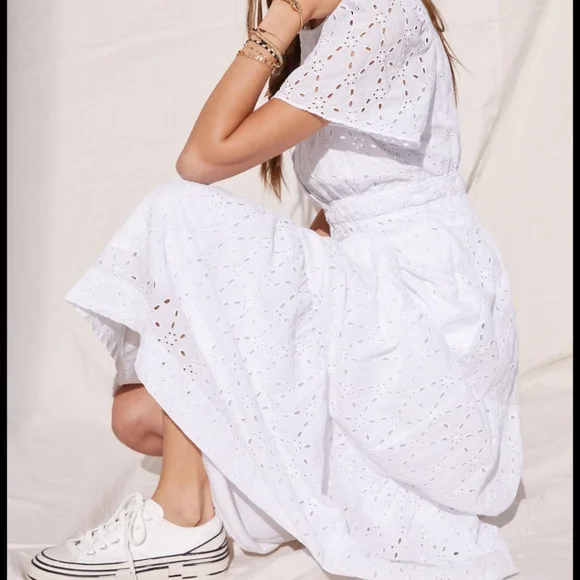 NWT Anthropologie white eyelet somerset maxi dress L - Picture 4 of 5